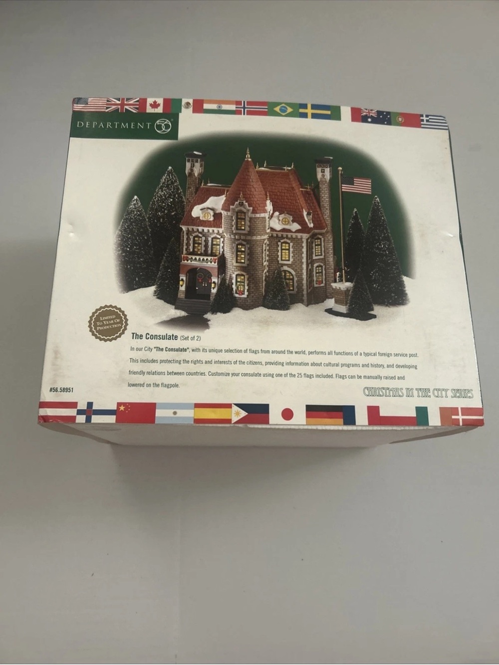 Department 56 The Consulate Holiday Village Building - Green and Red